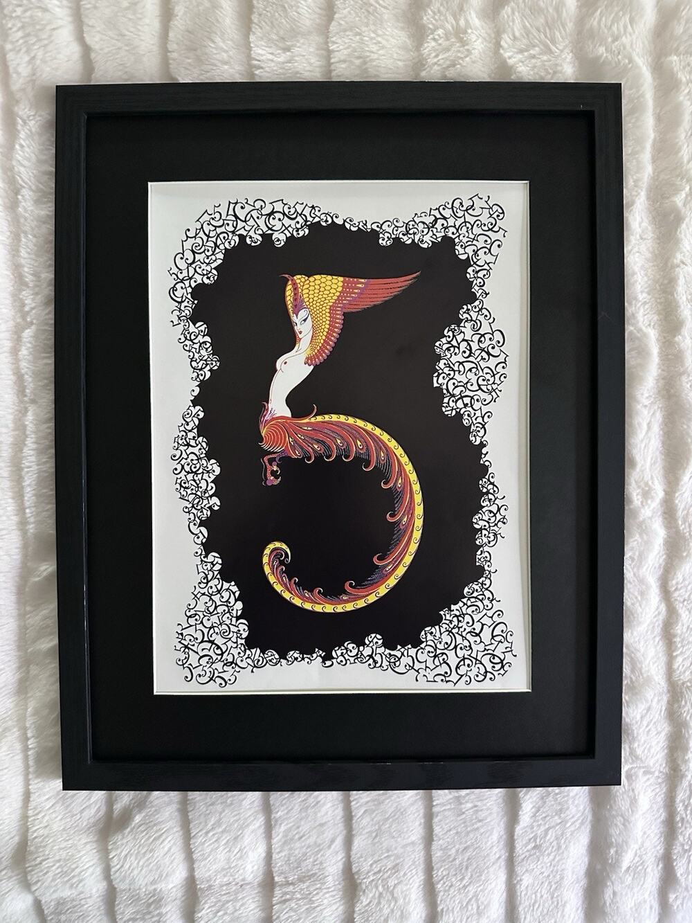 Framed Erte Number 5 Peacock Lady With Wings 11x14